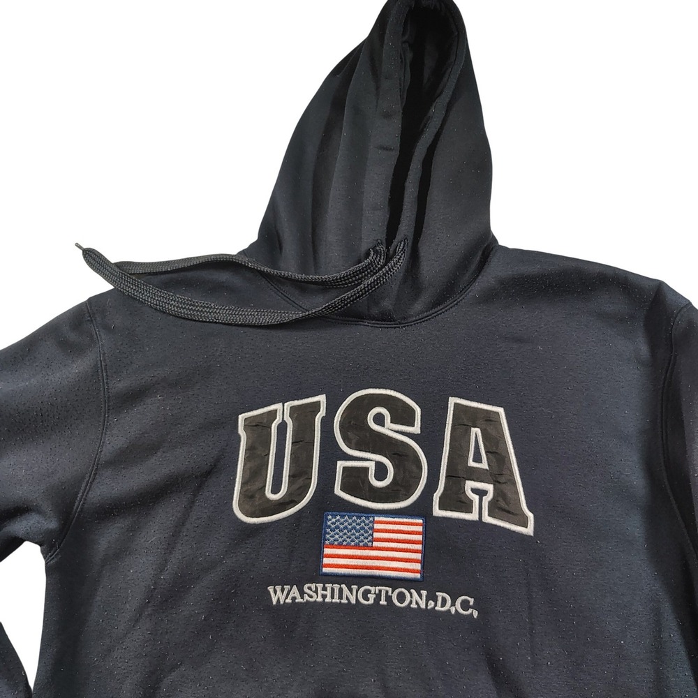 USA Washington DC Mens-Womens Hoodie large Blue‎ Embroidered Logos - Picture 3 of 9